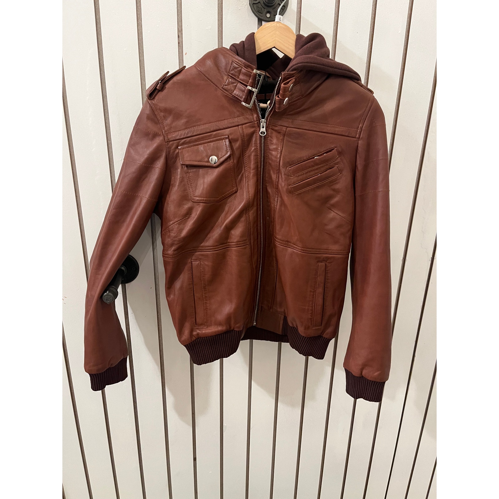 Decrum Genuine Jacket-Edinburgh With Removable Hood Cognac Wax Sizel Nwt